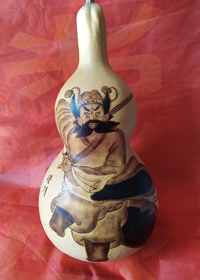 周强一作品6  葫芦烙画《钟馗》